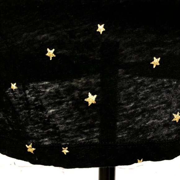 Rails Sami Black Gold Foil Star Long Sleeve Tee Size M Linen Blend - Picture 5 of 8